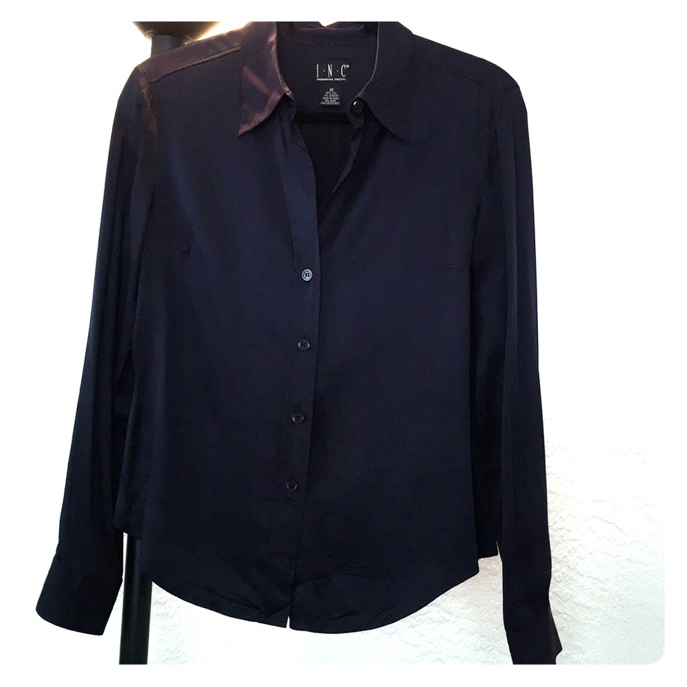 Black silk button-down
